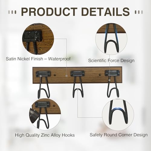 16" Wall Mounted Heavy Duty Label Hook Rack with 3 Hooks