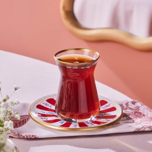 Bursa 12 Piece Turkish Tea Glass and Saucer Set