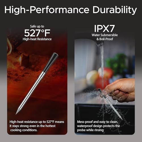 750ft Wireless Meat Thermometer Long Range for Smoker