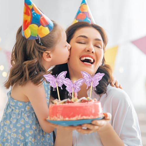 48 Pcs Butterfly Cupcake Toppers 3D (48 Count)