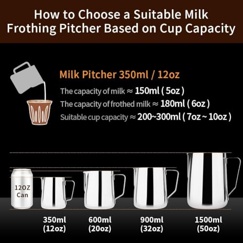 12oz Milk Frothing Pitcher Stainless Steel Espresso Steaming Jug