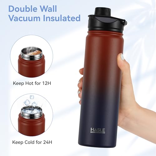 Insulated Water Bottle 22 oz Double Wall Stainless Steel Water Bottle Wide Mouth with Straw Lid & Spout Lid Keeps Cold or Hot