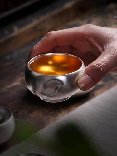 999 Sterling Silver Tea Set Kung Fu Tea Cup Set with Silver Set Tea Home Ceramic Teapot Lid Bowl for Gift