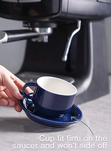 4 Ounce Porcelain Stackable Espresso Cups with Saucers and Metal Stand Set of 4 (4 Count)