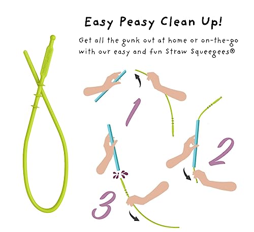 Wide Premium Reusable Silicone Drinking Straws + Patented Straw Squeegee