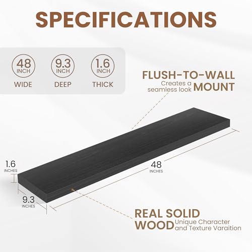 48" Black Floating Shelves