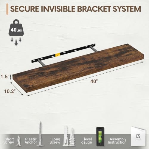 10 Inch Deep Floating Shelves 40” Set of 2 (2 Count)