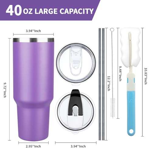 40 oz Tumbler with Lids and Straws
