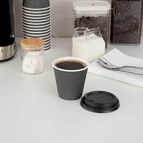 Ripple Wall Coffee Cups 25 Count 8 Ounce Insulated Gray Paper Cups