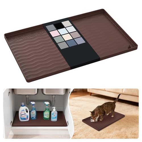 Waterproof Silicone Under Sink Mat 19'' x 12'' Shelf Liner for Kitchen and Bathroom