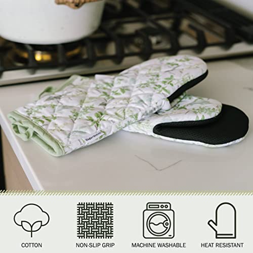 Heat Resistant Designer Kitchen Oven Mitts with Neoprene Non (2 Count)