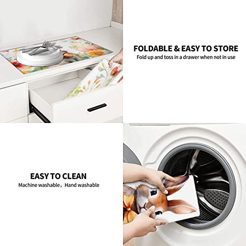 Large Dish Drying Mats For Kitchen Counter Microfiber Kitchen Drying Mat XL Draining Pad Absorbent Quick Drying Dish Mat 18x24 Inch