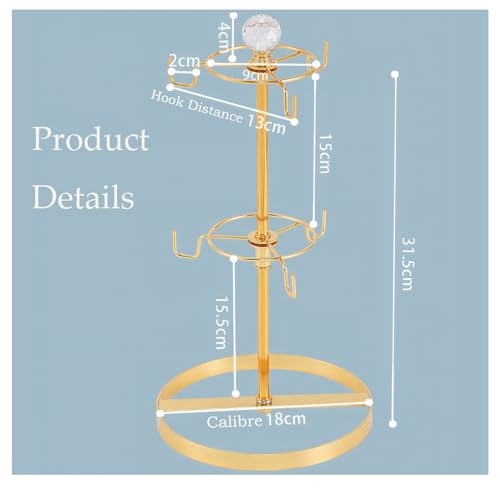Double Tier Coffee Mug Tree Holder for Counter 6 Hooks