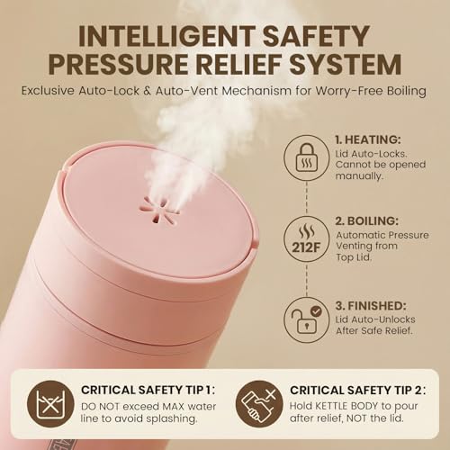 Pink Portable Electric Kettle forTravel