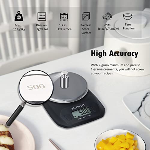 Digital Food Scale Small Kitchen Scales Weight in Grams Oz Black