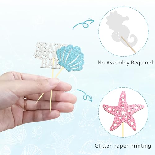 24 Pcs Sea You Soon Baby Cupcake Toppers (24 Count)