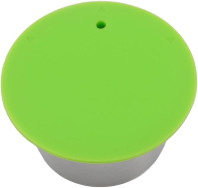 Refillable Coffee Capsule, Stainless Steel Reusable Coffee Pod, High Temperature with Food Grade Silicone Lid for Machines, Includes Scoop and Brush (Green)