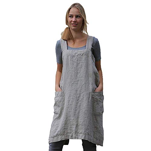 Women’s Pinafore Square Apron Baking Cooking Gardening Works Cross Back Cotton