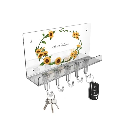 Wall Key Holder for Wall with 5 Hooks