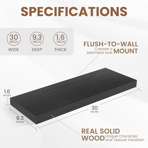 9 Inch Deep Black Floating Shelves (2 Count)