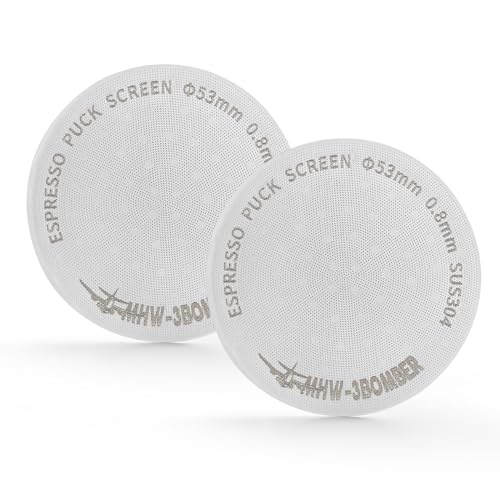 53mm Espresso Puck Screen 2 Packs Metal Coffee Filter Reusable Espresso Filters for 54mm Portafilter Basket 0.8mm Thickness FG7009M (2 Count)