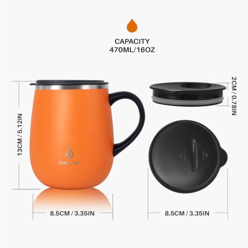 16 oz Insulated Coffee Mug with Lid and Handle