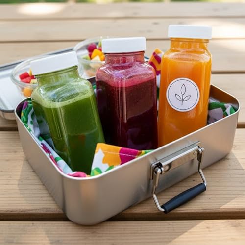 8oz Square Glass Juice Shot Bottle with Lid (2 Count)