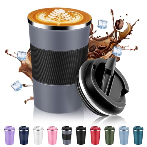 13 oz Stainless Steel Insulated Travel Coffee Mug with Fip Lid