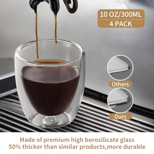 10oz Double Wall Espresso Cups Set of 4 (4 Count)