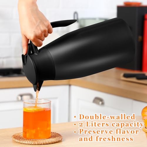 2 Pcs Thermal Coffee Carafe Insulated Stainless Steel Coffee Carafe for Hot Liquid Vacuum Thermal Pot Creamer Pitcher Dispenser with Brushes Keeping Hot Water Milk
