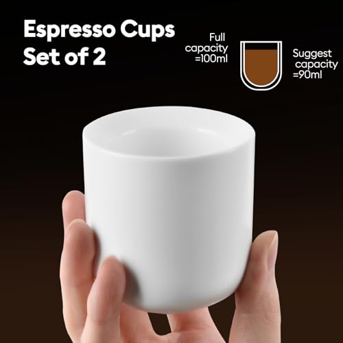 A set of 2 matte white ceramic espresso cups (2 Count)