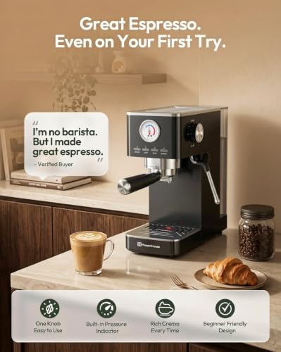 Slim Espresso Machine with Milk Frother