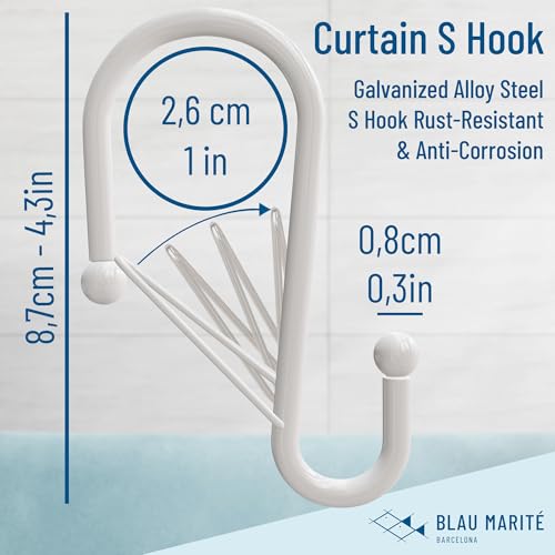 12 Decorative Metal Shower Curtain Hooks (12 Count)