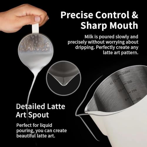 12oz Milk Frothing Pitcher Stainless Steel Espresso Steaming Jug
