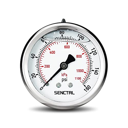 0 160 Psi Liquid Filled Air Pressure Gauge