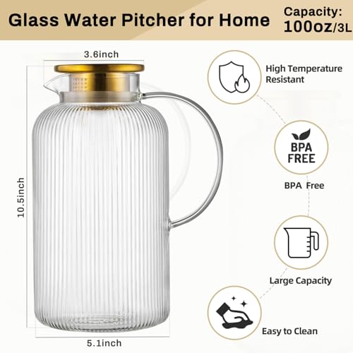 Glass Pitcher with Lid