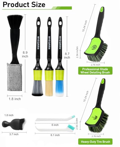 9PCS Boar Hair Car Detailing Brush Set