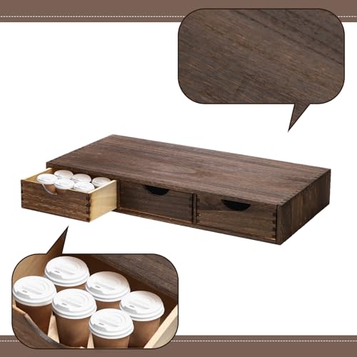 Wooden Coffee Pod Storage Drawer Cabinet Vintage Tea Organizer Holder with Drawers Coffee Cup & Accessory Storage for Home Office Brewers
