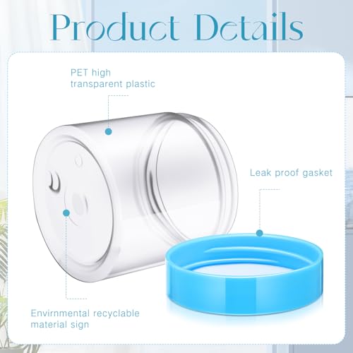 4 Pcs Plastic Jars Wide Mouth with Lids (4 Count)
