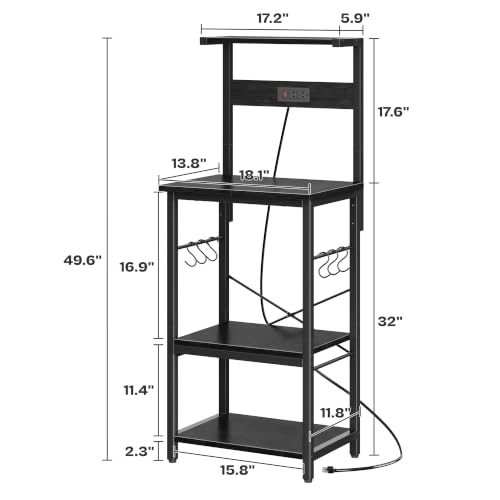 4 Tier Bakers Rack with Power Outlets