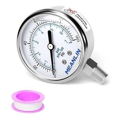 0~100Psi Liquid Filled Pressure Gauge Stainless Steel with 316 Stainless Steel Joint 1