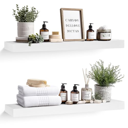 Solid Wood Floating Shelves (2 Count)
