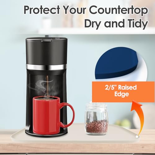 Silicone Coffee Maker Mat with Lip for Countertops
