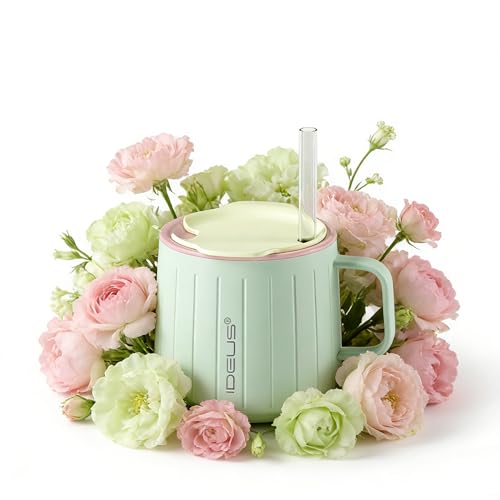 14 oz Insulated Coffee Mug with Lid and Straw