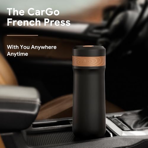 Portable French Press Stainless Steel Coffee Maker Travel French Press Insulated Bottle Cup