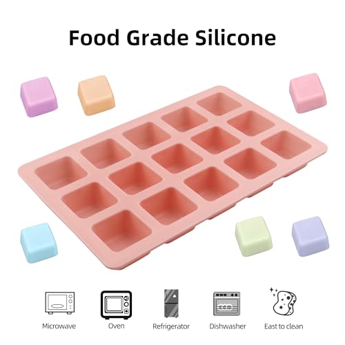 Square Chocolate Molds 3pcs Silicone Square Candy Mold 1 inch for Ice Cubes Caramel (3 Count)