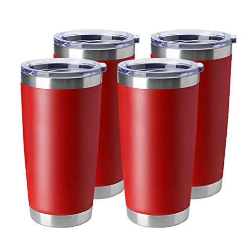 20oz Tumblers Stainless Steel Mugs with Lid Double Wall Vacuum Insulated Coffee Cups for Cold & Hot Drinks (4 Count)