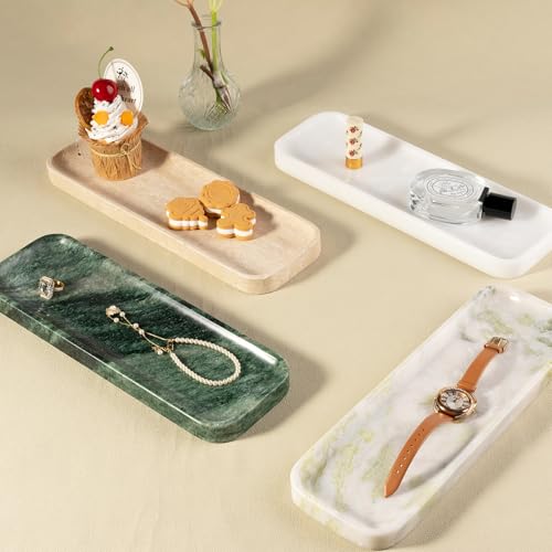 Marble Tray 12"x4" Marble Vanity Tray for Bathroom Kitchen Countertop Sink
