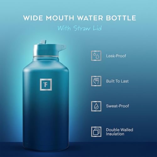 64 oz Wide Mouth Water Bottle with Straw
