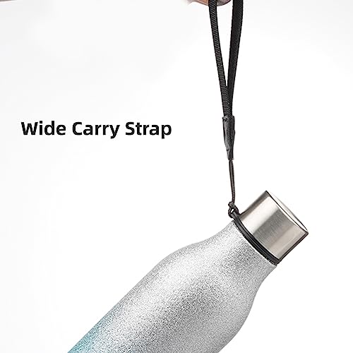 18 oz Insulated Stainless Steel Metal Water Bottle with Strap